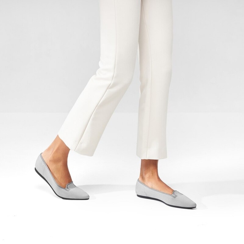 VIVAIA Manon Pointed-Toe Knit Flats Cloud Grey | EU 42 / US 10.5